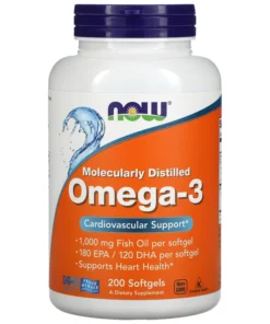NOW Foods, Oméga-3, 180 mg 120 mg de DHA , 200 capsules à enveloppe molle
