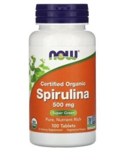 NOW Foods Spiruline certifiée biologique 500 mg 100 comprimés