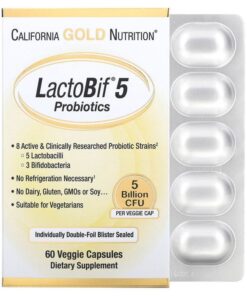 California Gold Nutrition, Probiotiques LactoBif, 5 milliards d'UFC, 60 capsules végétariennes